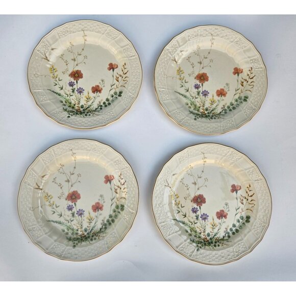 Set Of 4 Mikasa Fine Ivory Margaux 8 1/4" Salad Plates Floral - Picture 1 of 3